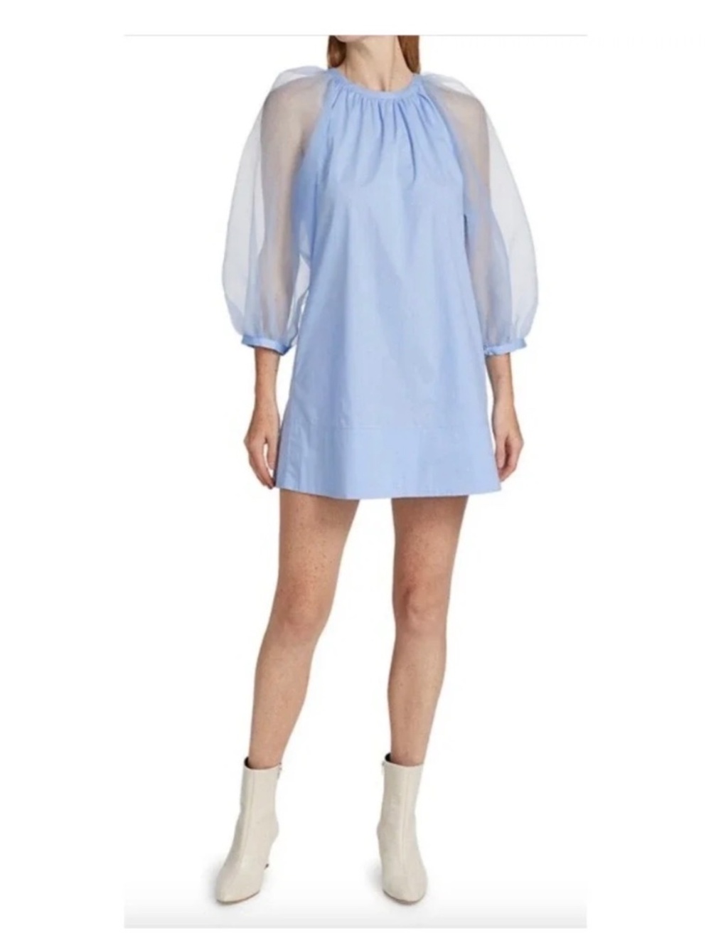 NEW WITH TAGS Staud Blue Puff Sleeve Dress